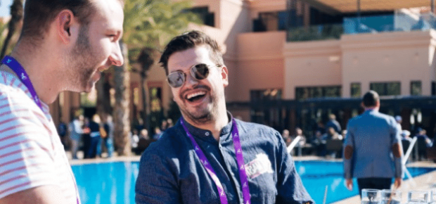 exclusive team laughing at kick off event