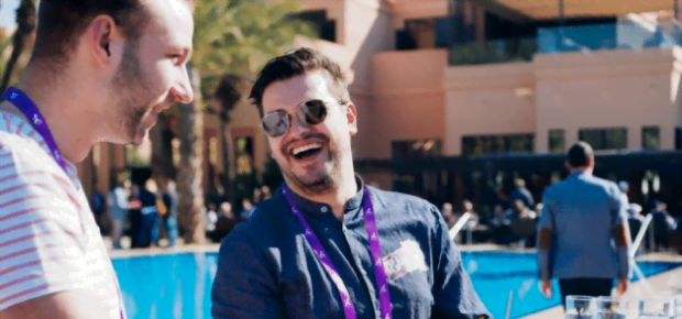 exclusive team laughing at kick off event